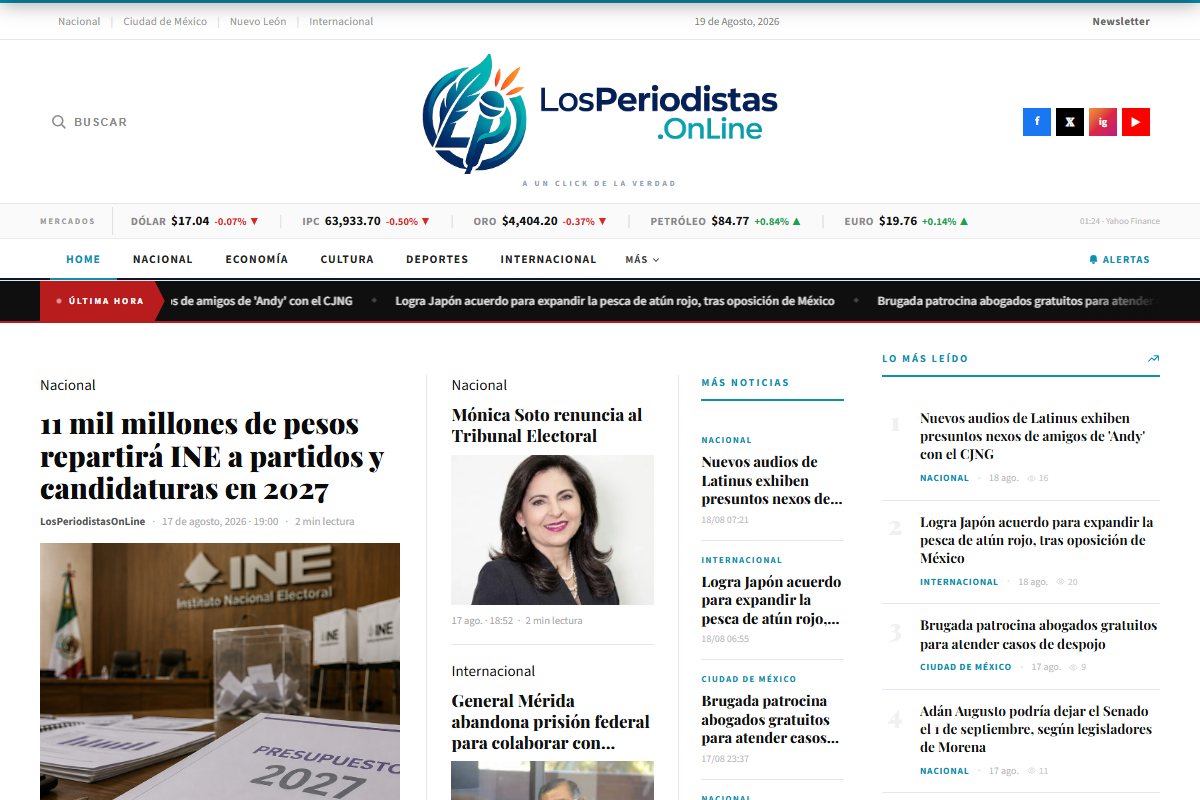 Portada del portal de noticias LosPeriodistas.OnLine